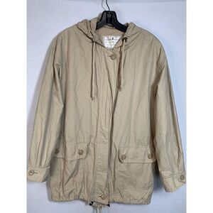 Towne Womens Jacket Hooded Full Zip Tan Medium